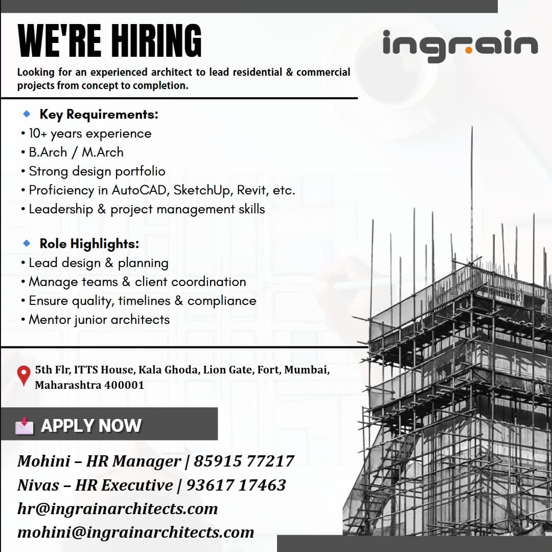 Ingrain hiring poster for experienced architects