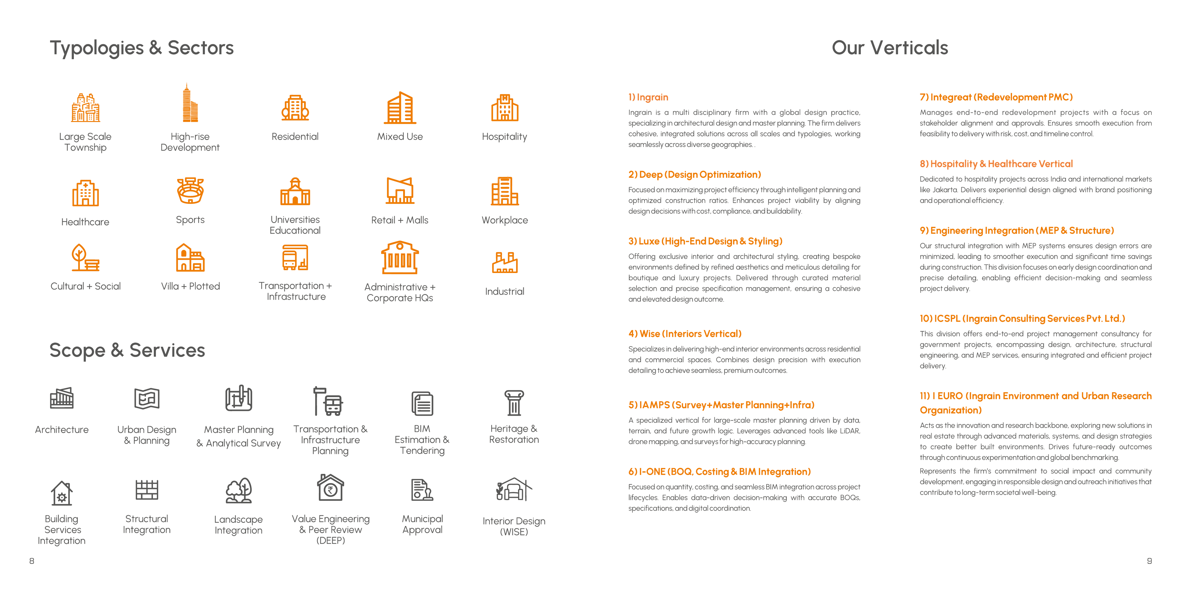 Services typologies and sectors
